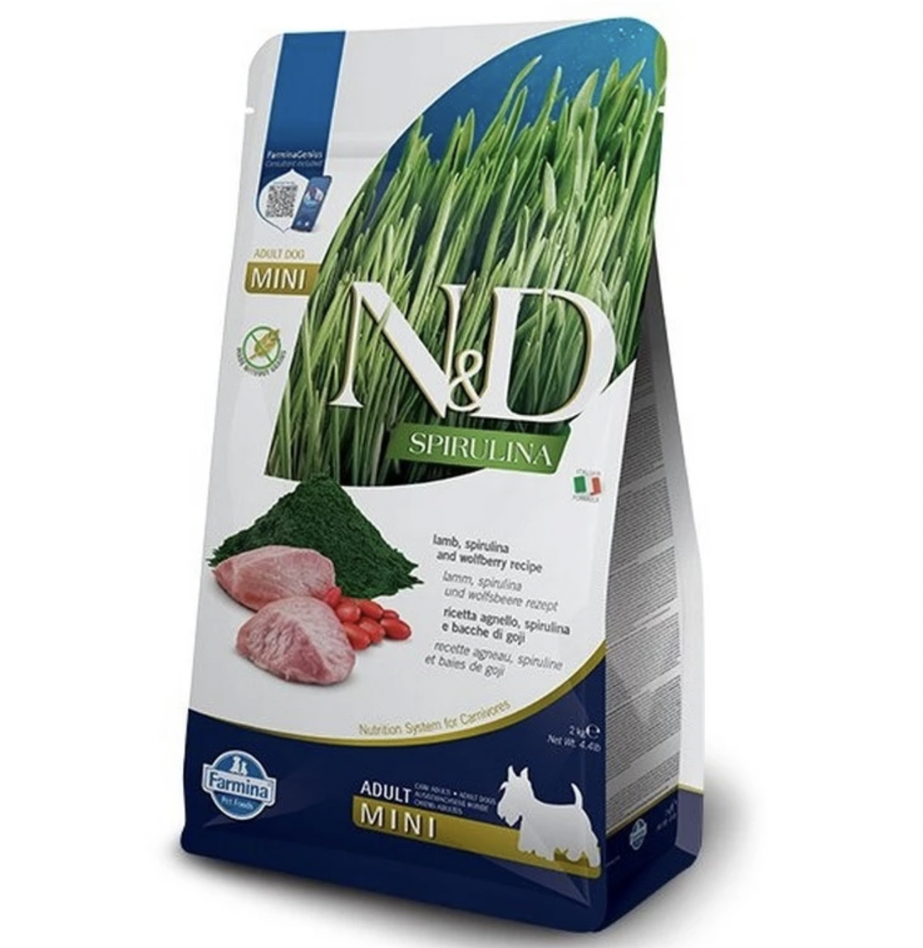 Farmina N&D Dog spirulina (GF) adult mini lamb, spirulina, wolfberry 2kg
