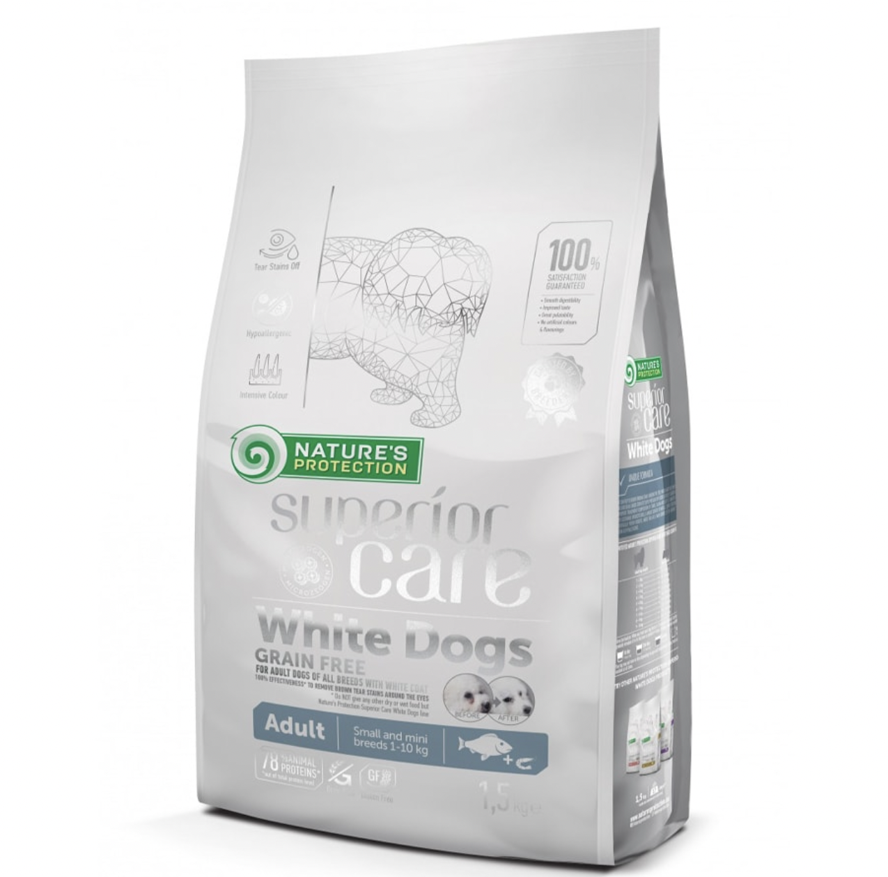 NATURE`S PROTECTION superior care White Dogs - biela ryba + krevety 1,5kg