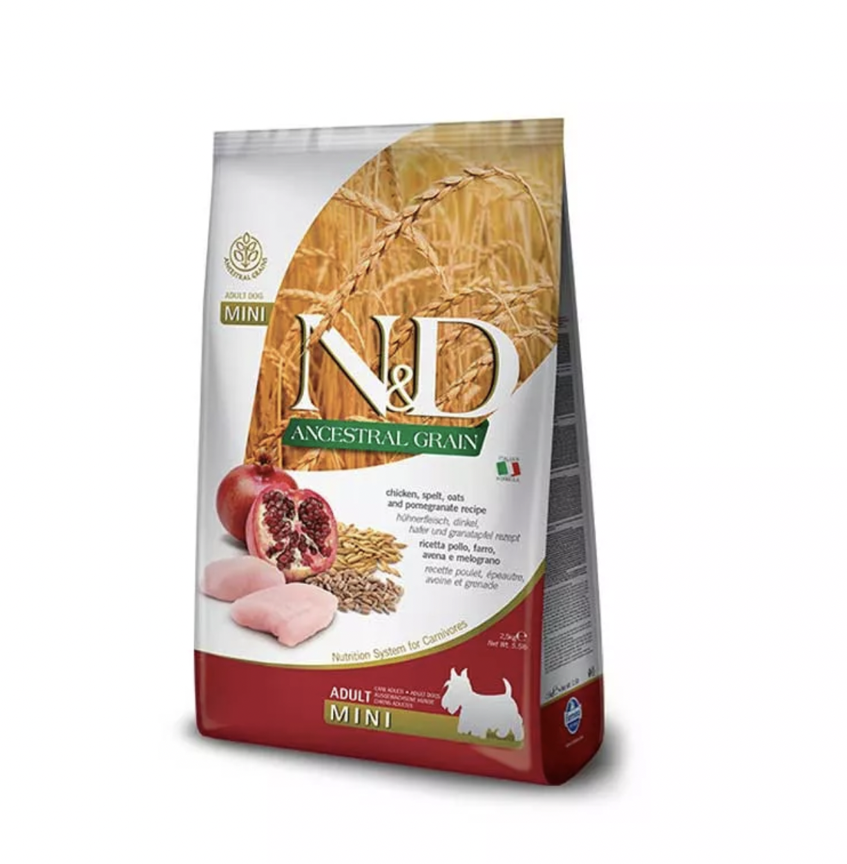 Farmina N&D Dog AG adult mini,  light, chicken, spelt, oats & pomegranate 2,5 kg