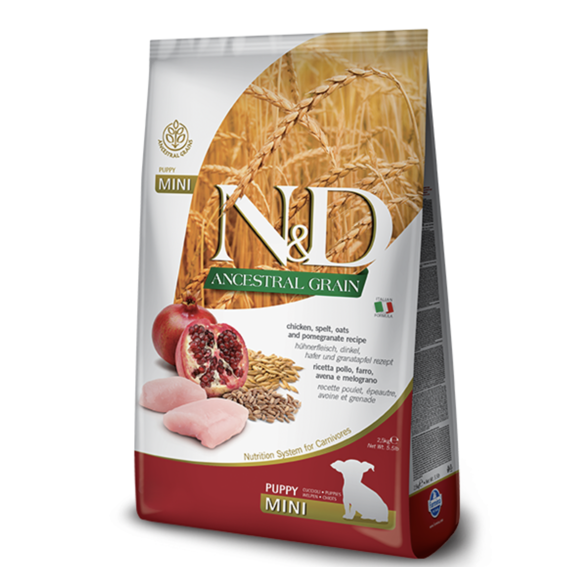 Farmina N&D Dog AG puppy mini, chicken, spelt, oats & pomegranate