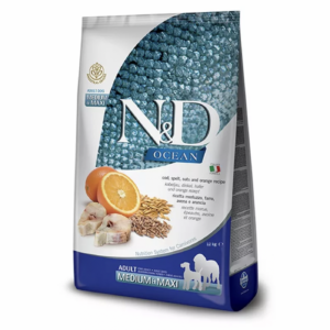Farmina N&D Dog OCEAN (AG) adult medium & maxi, codfish, spelt, orange
