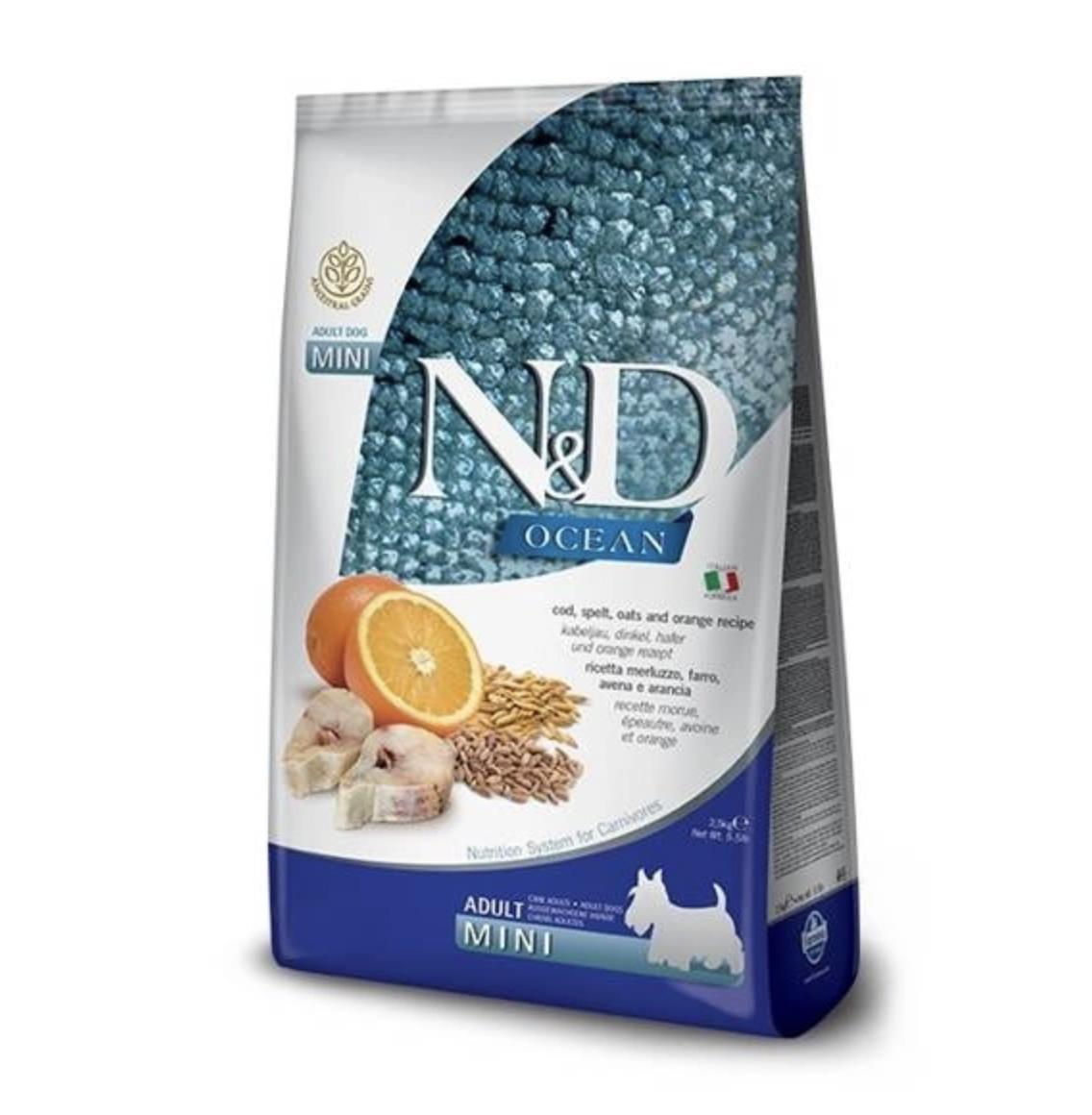 Farmina N&D Dog OCEAN (AG) adult mini , codfish, spelt, orange