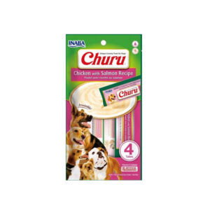 Pamlsok Inaba Churu Pyré dog Kura s lososom 4x14g tuby 56g