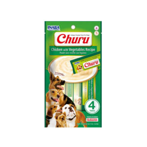 Pamlsok Inaba Churu Pyré dog Kura so zeleninou 4x14g tuby 56g