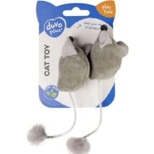 Hračka DUVO + myš jemná so zábavným chvostom sivá 16,5x5x4cm