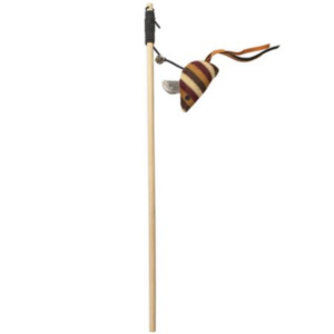 Hračka DUVO + tyč na hranie s pletenou myšou hnedá 40x11,5x2,5cm